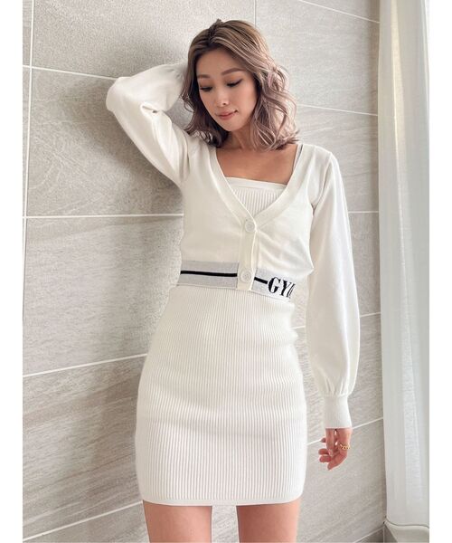 GYDA（ジェイダ）の「GYDA HEMLINEカーディガンアンサンブルニットワンピース（ワンピース・レディース・ブラック/オフホワイト・FREE）」の10枚目の写真