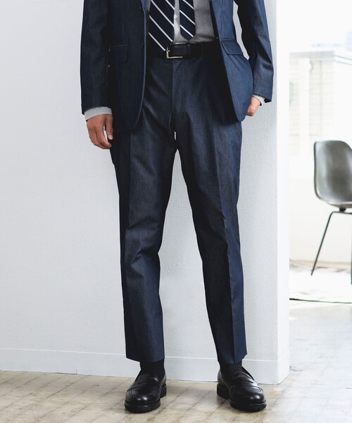 B:MING by BEAMS（ビーミングバイビームス）の「NOMAD BIZ COOLMOTION(R) デニムライク ノープリーツ スラックス 24SS (（スーツパンツ・メンズ・インディゴブルー・MEDIUM/LARGE/X-LARGE/SMALL）」の7枚目の写真