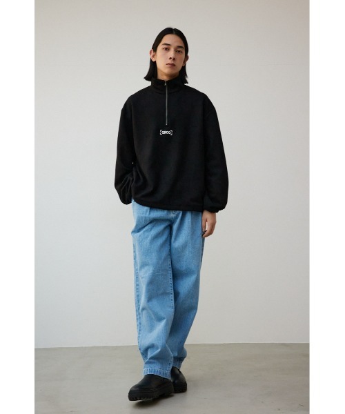 ワンポイント刺繍フェイクスウェードハーフジップ（パーカー）｜AZUL