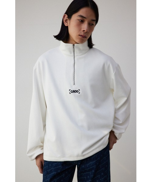 ワンポイント刺繍フェイクスウェードハーフジップ（パーカー）｜AZUL