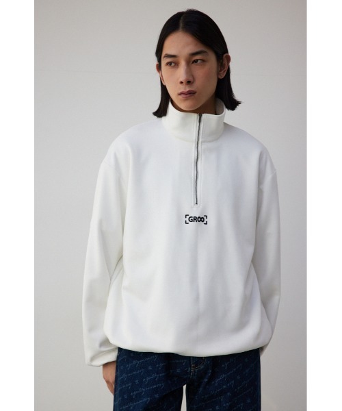 AZUL by moussy（アズールバイマウジー）の「ワンポイント刺繍フェイクスウェードハーフジップ（パーカー・メンズ・ホワイト/ブラック/グレー・FREE）」の18枚目の写真