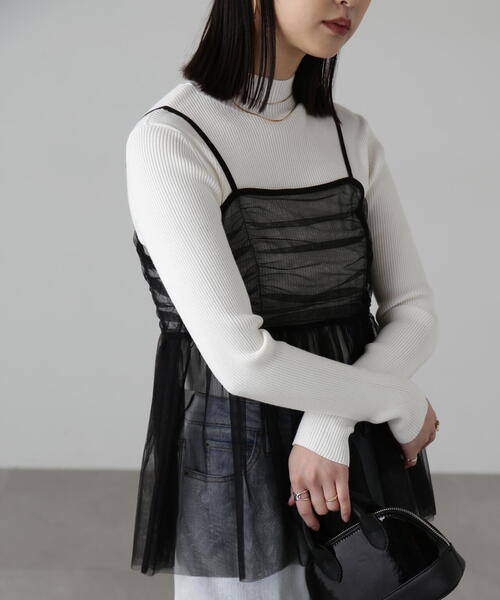 FREE'S MART（フリーズマート）の「チュールビスチェ（シャツ/ブラウス・レディース・ホワイト/ブラック/グレー・FREE）」の5枚目の写真