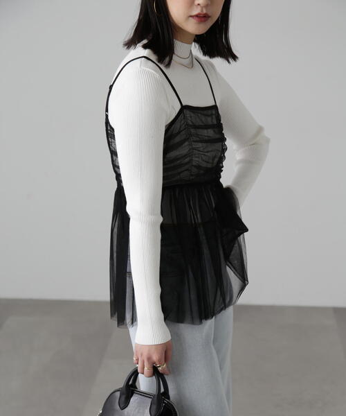 FREE'S MART（フリーズマート）の「チュールビスチェ（シャツ/ブラウス・レディース・ホワイト/ブラック/グレー・FREE）」の6枚目の写真