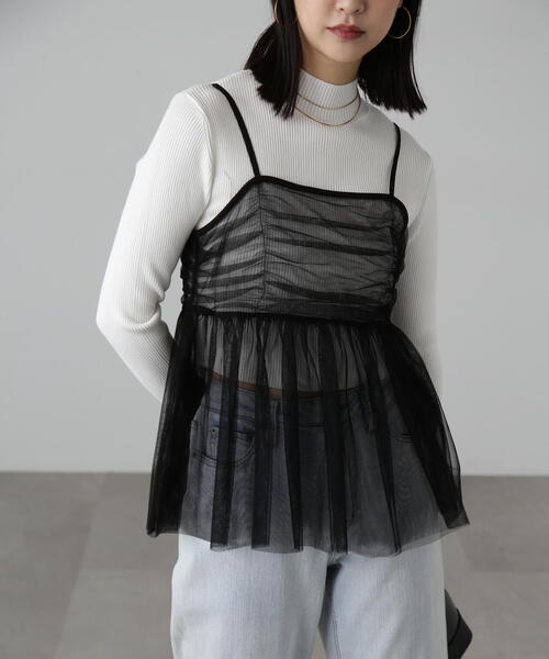 FREE'S MART（フリーズマート）の「チュールビスチェ（シャツ/ブラウス・レディース・ホワイト/ブラック/グレー・FREE）」の9枚目の写真