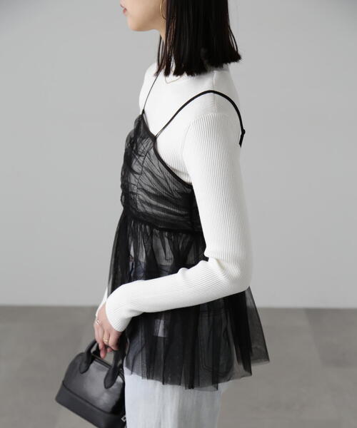 FREE'S MART（フリーズマート）の「チュールビスチェ（シャツ/ブラウス・レディース・ホワイト/ブラック/グレー・FREE）」の10枚目の写真