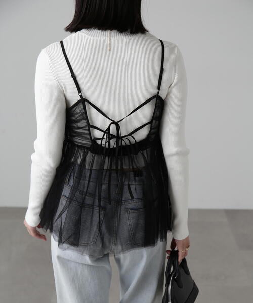 FREE'S MART（フリーズマート）の「チュールビスチェ（シャツ/ブラウス・レディース・ホワイト/ブラック/グレー・FREE）」の11枚目の写真