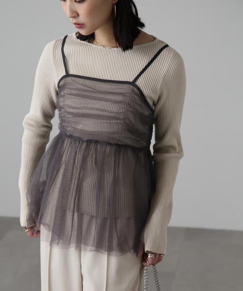 FREE'S MART（フリーズマート）の「チュールビスチェ（シャツ/ブラウス・レディース・ホワイト/ブラック/グレー・FREE）」の17枚目の写真