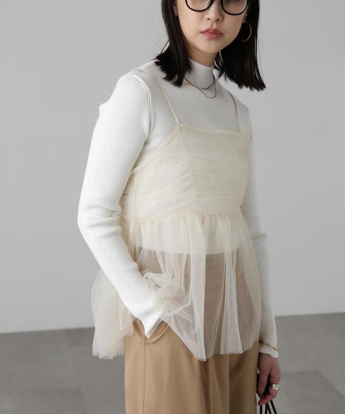 FREE'S MART（フリーズマート）の「チュールビスチェ（シャツ/ブラウス・レディース・ホワイト/ブラック/グレー・FREE）」の2枚目の写真