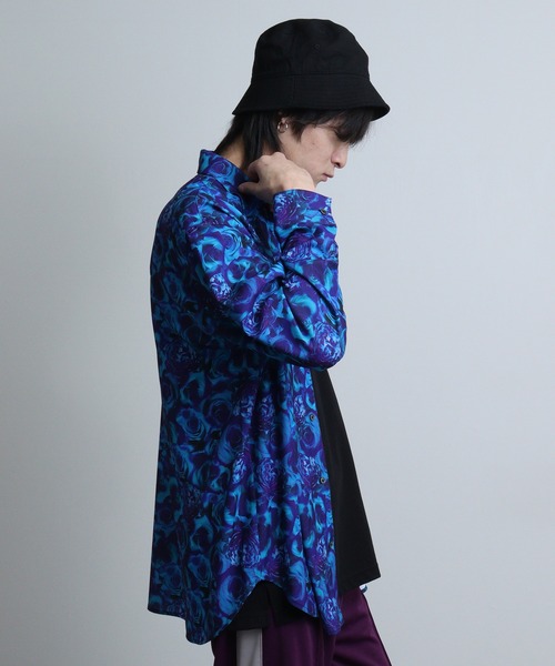 REGIEVO(レジエボ)の「Rose print mode long sleeve shirt / ローズプリント 長袖シャツ(シャツ/ブラウス・メンズ・ブルー系2/ブルー/レッド/ブルー系1/レッド系1/ブラック・M/L)」の19枚目の写真