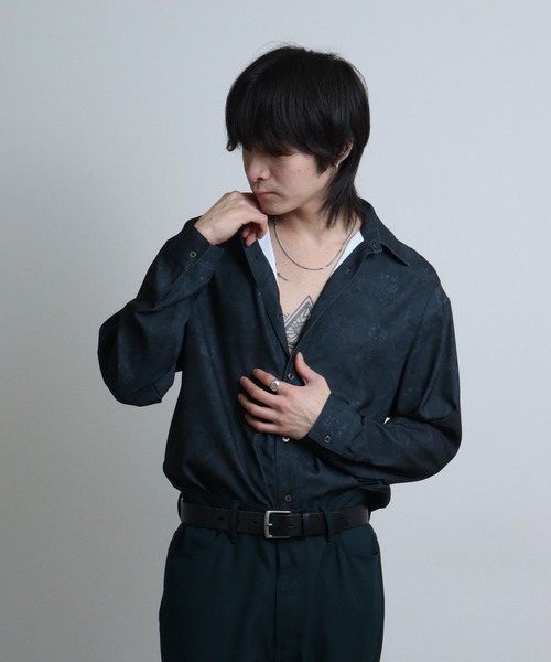 REGIEVO(レジエボ)の「Rose print mode long sleeve shirt / ローズプリント 長袖シャツ(シャツ/ブラウス・メンズ・ブルー系2/ブルー/レッド/ブルー系1/レッド系1/ブラック・M/L)」の15枚目の写真