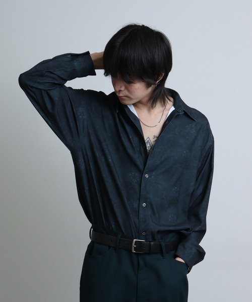 REGIEVO(レジエボ)の「Rose print mode long sleeve shirt / ローズプリント 長袖シャツ(シャツ/ブラウス・メンズ・ブルー系2/ブルー/レッド/ブルー系1/レッド系1/ブラック・M/L)」の14枚目の写真