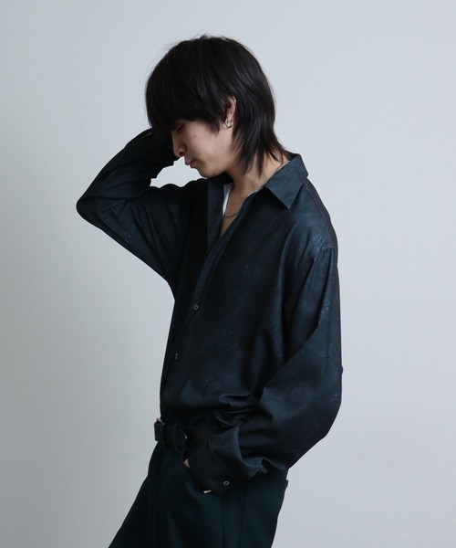 REGIEVO(レジエボ)の「Rose print mode long sleeve shirt / ローズプリント 長袖シャツ(シャツ/ブラウス・メンズ・ブルー系2/ブルー/レッド/ブルー系1/レッド系1/ブラック・M/L)」の13枚目の写真