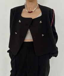 Ameri（アメリ）の「OTONA MUSE CURVE HEART JACKET（ノーカラー