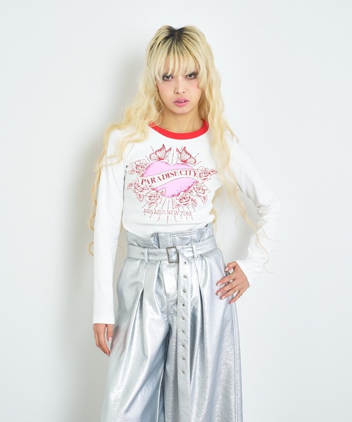 ANNA SUI NYC（アナ スイ エヌ ワイ シー）の「ANNA SUI NYC PARADISE CITY ロングスリーブTシャツ（Tシャツ/カットソー・レディース・ホワイト/ピンク/ブラック/グレー・FREE/M）」の2枚目の写真