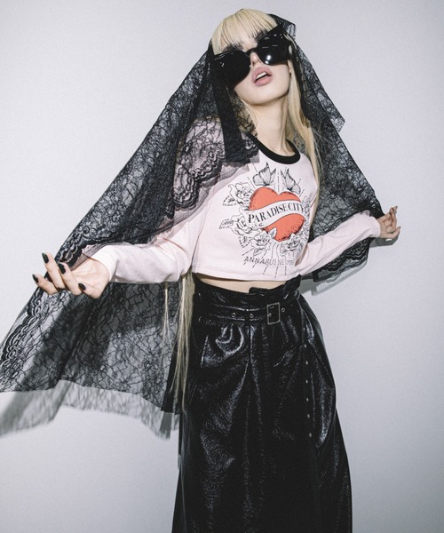 AnnaSui アナスイ　ブルゾン　ブラック　ストリート　アーカイブ　古着　長袖 ANNA SUI Archive Y2K風ロゴ ロンT BLACK 22SU-I（ アナスイ