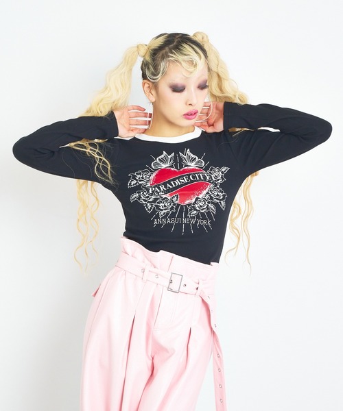 ANNA SUI NYC（アナ スイ エヌ ワイ シー）の「ANNA SUI NYC PARADISE CITY ロングスリーブTシャツ（Tシャツ/カットソー・レディース・ホワイト/ピンク/ブラック/グレー・FREE/M）」の5枚目の写真