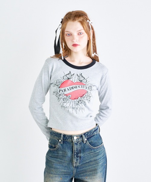 ANNA SUI NYC（アナ スイ エヌ ワイ シー）の「ANNA SUI NYC PARADISE CITY ロングスリーブTシャツ（Tシャツ/カットソー・レディース・ホワイト/ピンク/ブラック/グレー・FREE/M）」の19枚目の写真