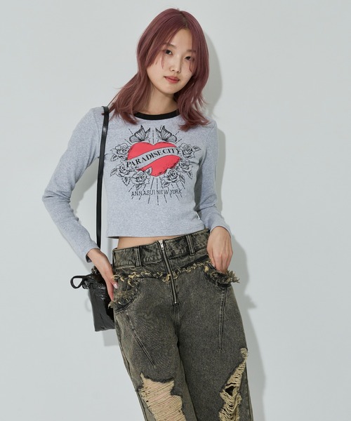 ANNA SUI NYC（アナ スイ エヌ ワイ シー）の「ANNA SUI NYC PARADISE CITY ロングスリーブTシャツ（Tシャツ/カットソー・レディース・ホワイト/ピンク/ブラック/グレー・FREE/M）」の16枚目の写真