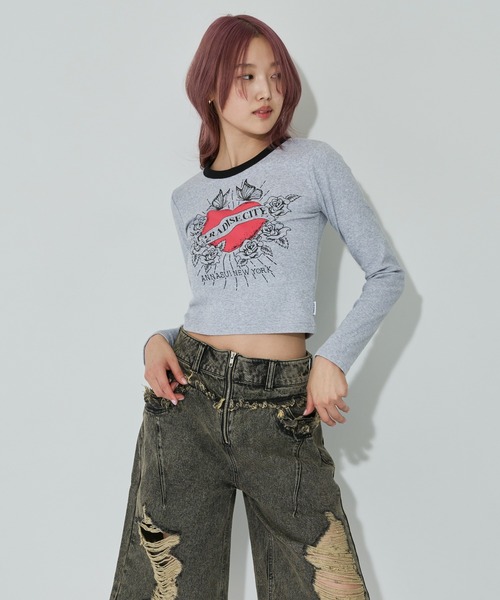 ANNA SUI NYC（アナ スイ エヌ ワイ シー）の「ANNA SUI NYC PARADISE CITY ロングスリーブTシャツ（Tシャツ/カットソー・レディース・ホワイト/ピンク/ブラック/グレー・FREE/M）」の17枚目の写真