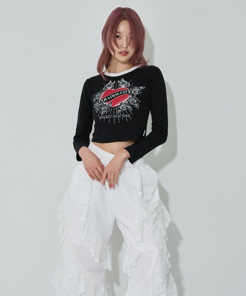 ANNA SUI NYC（アナ スイ エヌ ワイ シー）の「ANNA SUI NYC PARADISE CITY ロングスリーブTシャツ（Tシャツ/カットソー・レディース・ホワイト/ピンク/ブラック/グレー・FREE/M）」の14枚目の写真