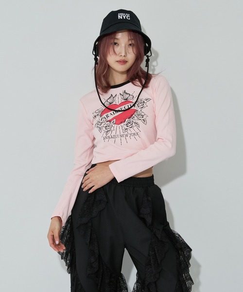 ANNA SUI NYC（アナ スイ エヌ ワイ シー）の「ANNA SUI NYC PARADISE CITY ロングスリーブTシャツ（Tシャツ/カットソー・レディース・ホワイト/ピンク/ブラック/グレー・FREE/M）」の20枚目の写真