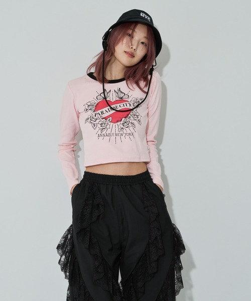 ANNA SUI NYC（アナ スイ エヌ ワイ シー）の「ANNA SUI NYC PARADISE CITY ロングスリーブTシャツ（Tシャツ/カットソー・レディース・ホワイト/ピンク/ブラック/グレー・FREE/M）」の21枚目の写真