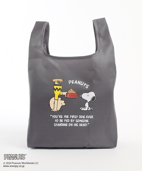 Honeys（ハニーズ）の「スヌーピー／お弁当エコバッグ（エコバッグ/サブバッグ・レディース・スミクロ/ミント/ピンク/ライトグレー/アイボリー・FREE）」の3枚目の写真