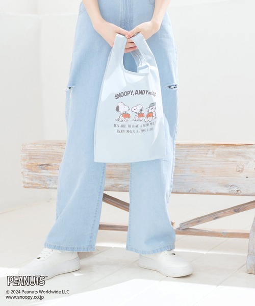 Honeys（ハニーズ）の「スヌーピー／お弁当エコバッグ（エコバッグ/サブバッグ・レディース・スミクロ/ミント/ピンク/ライトグレー/アイボリー・FREE）」の11枚目の写真