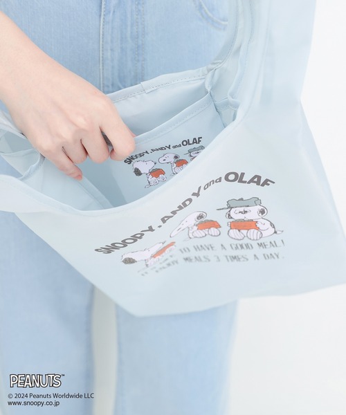 Honeys（ハニーズ）の「スヌーピー／お弁当エコバッグ（エコバッグ/サブバッグ・レディース・スミクロ/ミント/ピンク/ライトグレー/アイボリー・FREE）」の12枚目の写真