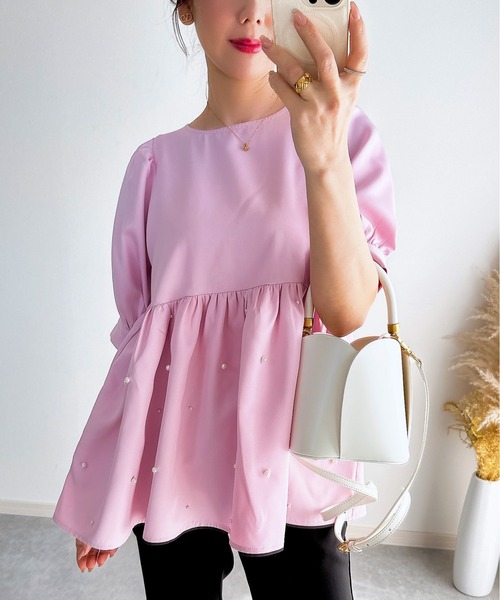 ZOZO限定】パール付きペプラムブラウス（シャツ/ブラウス