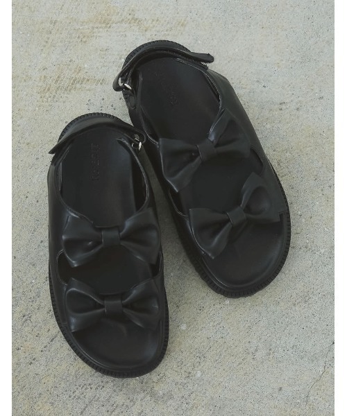 Re:EDIT（リエディ）の「[2024SS COLLECTION][大きいサイズ有]リボンデザインスポーツサンダル（サンダル・レディース・ブラック/ホワイト・SMALL/MEDIUM/LARGE/X-LARGE/XX-LARGE）」の3枚目の写真