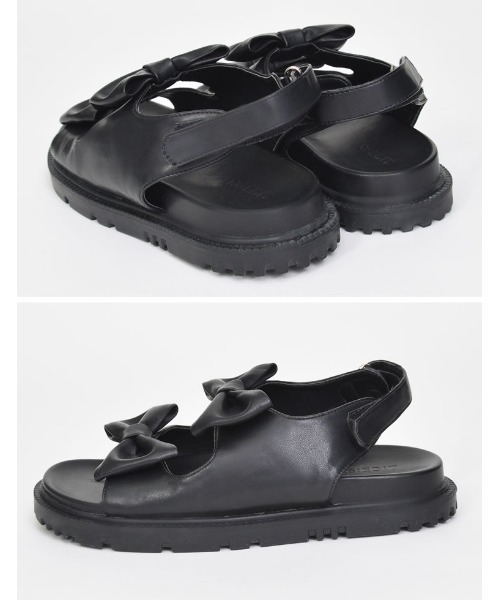 Re:EDIT（リエディ）の「[2024SS COLLECTION][大きいサイズ有]リボンデザインスポーツサンダル（サンダル・レディース・ブラック/ホワイト・SMALL/MEDIUM/LARGE/X-LARGE/XX-LARGE）」の12枚目の写真