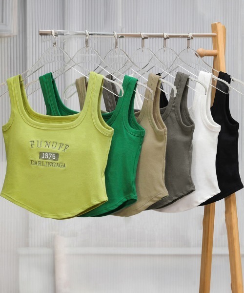 Miniministore(ミニミニストア)の「ロゴタンクトップ カップ付き レディース(タンクトップ・レディース・サンドベージュ/ブラック/ダークグレー/ライム/グリーン/ホワイト・FREE)」の13枚目の写真