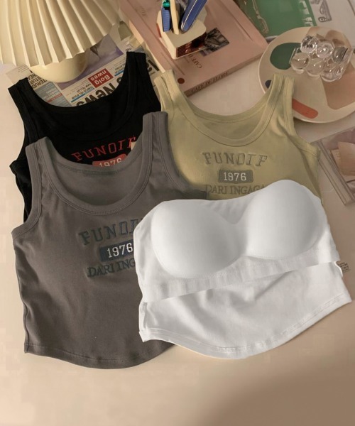 Miniministore(ミニミニストア)の「ロゴタンクトップ カップ付き レディース(タンクトップ・レディース・サンドベージュ/ブラック/ダークグレー/ライム/グリーン/ホワイト・FREE)」の14枚目の写真