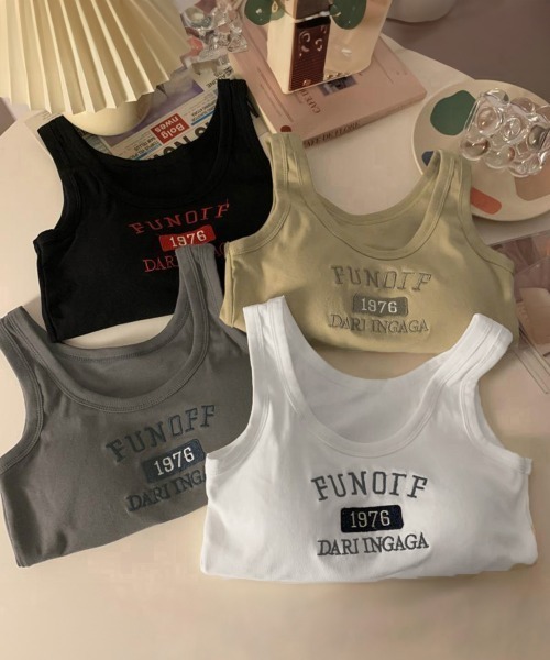 Miniministore(ミニミニストア)の「ロゴタンクトップ カップ付き レディース(タンクトップ・レディース・サンドベージュ/ブラック/ダークグレー/ライム/グリーン/ホワイト・FREE)」の15枚目の写真