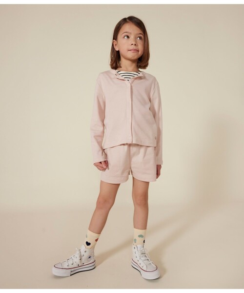 PETIT BATEAU（プチバトー）の「１ｘ１コットンカーディガン（カーディガン/ボレロ・キッズ・ピンク/ホワイト/ネイビー・3YEAR/4YEAR/5YEAR）」の3枚目の写真