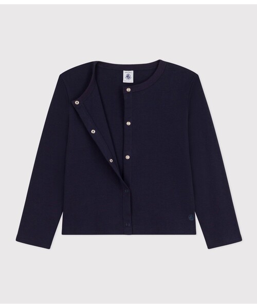 PETIT BATEAU（プチバトー）の「１ｘ１コットンカーディガン（カーディガン/ボレロ・キッズ・ピンク/ホワイト/ネイビー・3YEAR/4YEAR/5YEAR）」の7枚目の写真