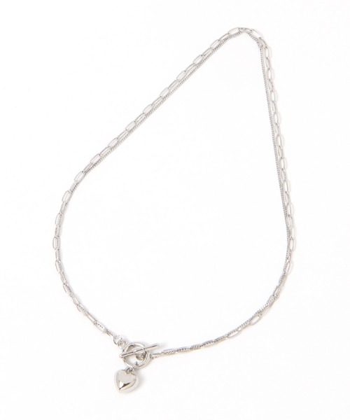 LOWRYS FARM（ローリーズファーム）の「ハートマンテル２レンネックレス　111652（ネックレス・レディース・グレー/ベージュ・FREE）」の3枚目の写真