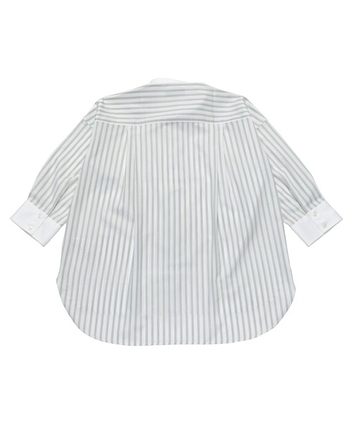 TOKYO SHIRTS（トウキョウシャツ）の「LENZING(TM)ECOVERO(TM) BIGシルエットシャツ スタンドカラー 七分袖（シャツ/ブラウス・レディース・グリーン・FREE）」の4枚目の写真