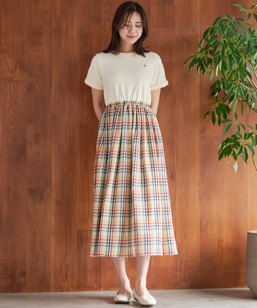 Arnold Palmer（アーノルドパーマー）の「パーマーチェック ガーゼ ドッキング ワンピース（ワンピース・レディース・サックスブルー/ネイビー/アイボリー・S/M/L）」の2枚目の写真