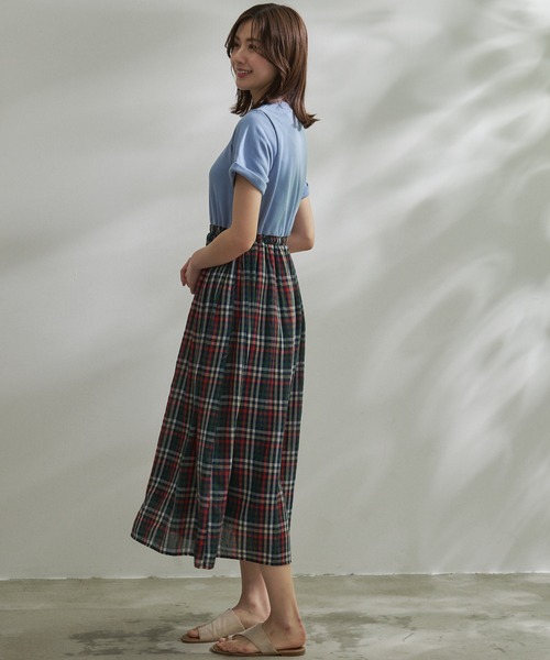 Arnold Palmer（アーノルドパーマー）の「パーマーチェック ガーゼ ドッキング ワンピース（ワンピース・レディース・サックスブルー/ネイビー/アイボリー・S/M/L）」の5枚目の写真