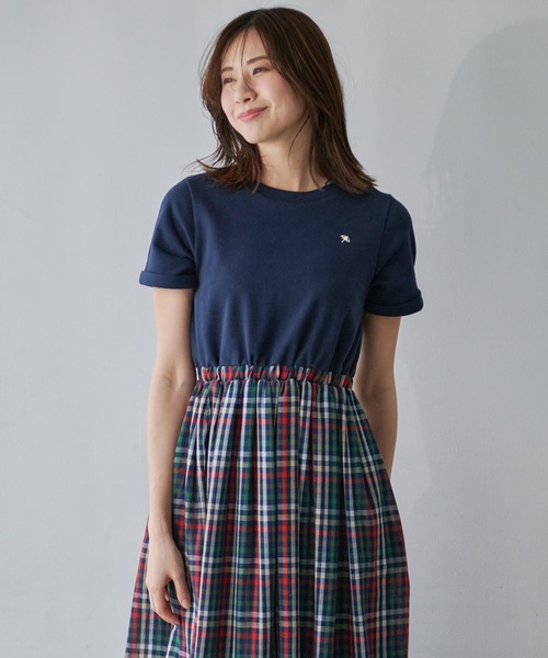 Arnold Palmer（アーノルドパーマー）の「パーマーチェック ガーゼ ドッキング ワンピース（ワンピース・レディース・サックスブルー/ネイビー/アイボリー・S/M/L）」の10枚目の写真