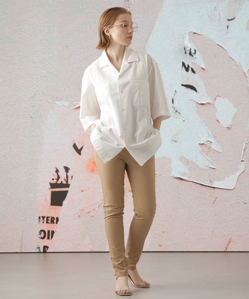 Apo(s)ture（アポスチャー）の「NANCY-004/ストレッチチノフルレングススキニーパンツ（チノパンツ・レディース・ベージュ/ネイビー/ホワイト/ブラック・M/S/XL/L/XS）」の3枚目の写真