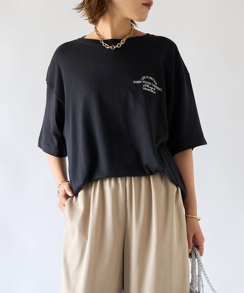 un dix cors(アンディコール)の「《WEB限定》Always刺繍Tee(Tシャツ/カットソー・レディース・ブラック/ホワイト・FREE)」の2枚目の写真