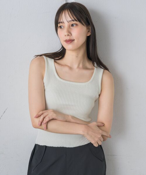 RETRO GIRL(レトロガール)の「リブニットタンク(タンクトップ・レディース・オレンジ/グリーン系その他3/ブラック/ナチュラル/ブラック系その他3/ホワイト・FREE)」の11枚目の写真