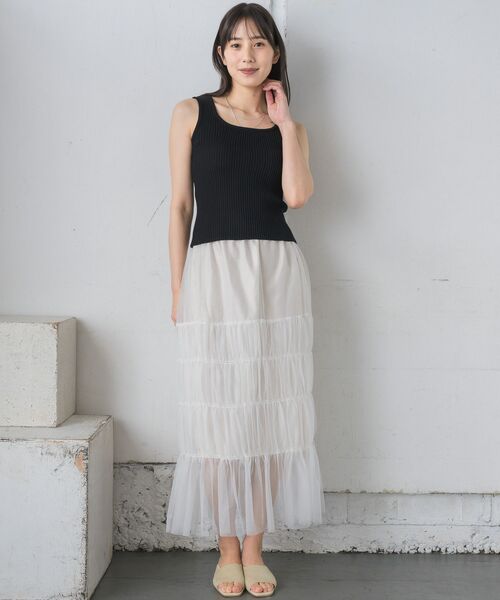 RETRO GIRL(レトロガール)の「リブニットタンク(タンクトップ・レディース・オレンジ/グリーン系その他3/ブラック/ナチュラル/ブラック系その他3/ホワイト・FREE)」の15枚目の写真