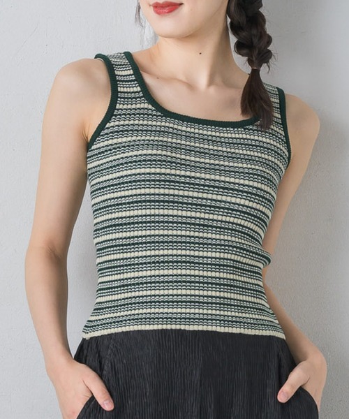 RETRO GIRL(レトロガール)の「リブニットタンク(タンクトップ・レディース・オレンジ/グリーン系その他3/ブラック/ナチュラル/ブラック系その他3/ホワイト・FREE)」の5枚目の写真