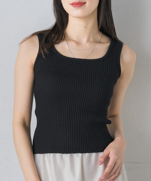 RETRO GIRL(レトロガール)の「リブニットタンク(タンクトップ・レディース・オレンジ/グリーン系その他3/ブラック/ナチュラル/ブラック系その他3/ホワイト・FREE)」の2枚目の写真