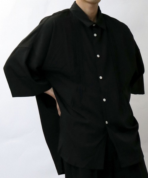 Starting Over(スターティングオーバー)の「pin tuck wide dress shirt/ピンタック ワイド ドレスシャツ/半袖シャツ(シャツ/ブラウス・メンズ・ブラック/ホワイト・M/L/XL)」の16枚目の写真