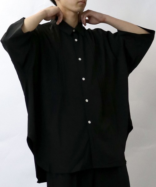 Starting Over(スターティングオーバー)の「pin tuck wide dress shirt/ピンタック ワイド ドレスシャツ/半袖シャツ(シャツ/ブラウス・メンズ・ブラック/ホワイト・M/L/XL)」の17枚目の写真